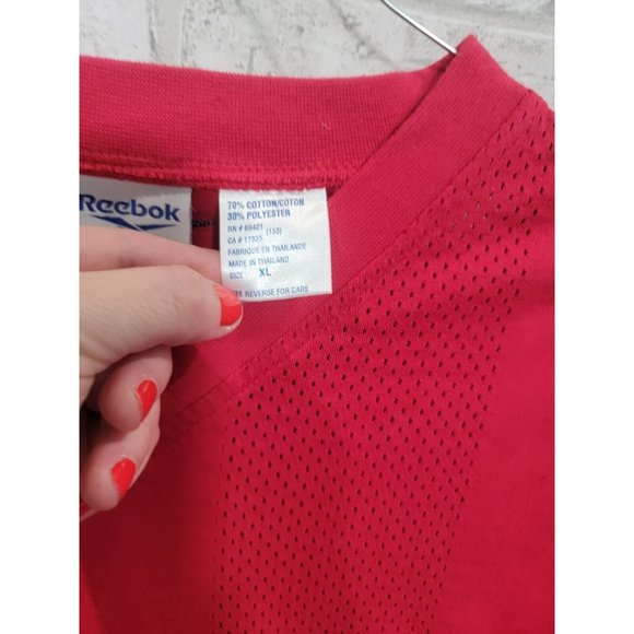Vintage Reebok Logo Spell‎ Out Embroidered T Shirt Size XL Vented Red 90s - Picture 2 of 10